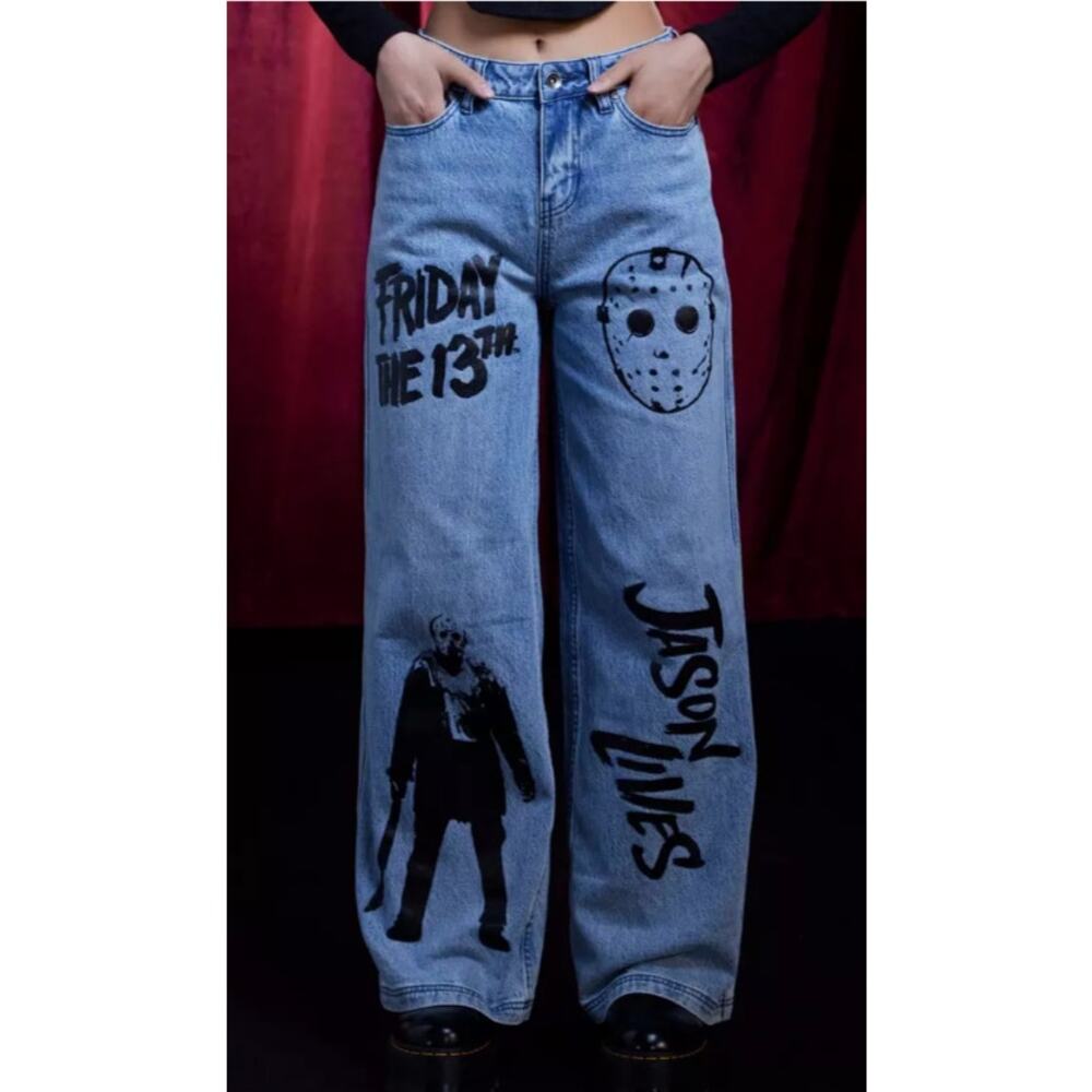 Hot Topic Friday the 13th Jeans 5 Wide Leg Jason